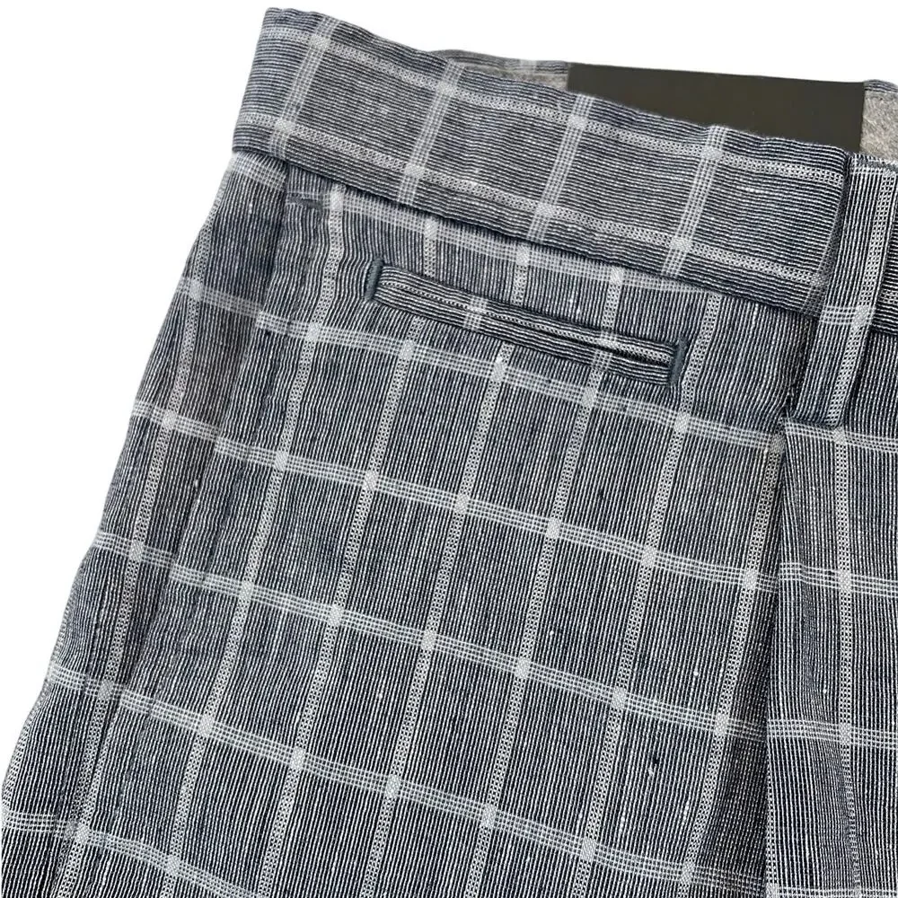 NWT Banana Republic Emerson 11” Plaid Linen Blend Shorts Gray Size 36